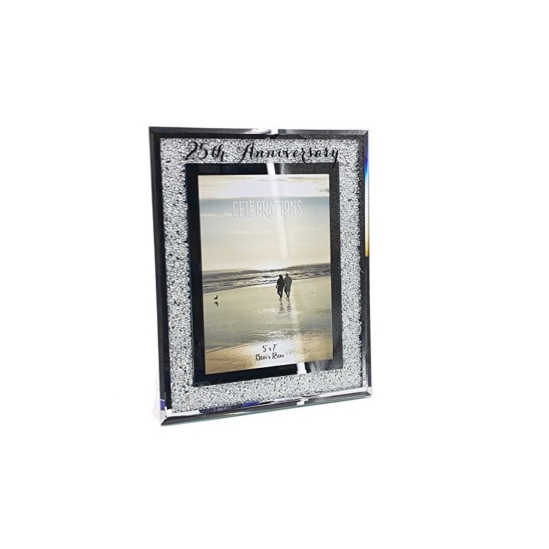 Wedding Anniversary 25th Silver Crystal Border 5 x 7 Photo