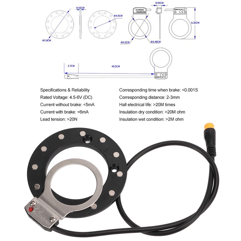 Electric Bicycle Assist Sensor High Sensitivity 12 Magnets Right Dual