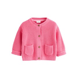 NEXT Smile Baby Cardigan with Button Closure, Pink Smile