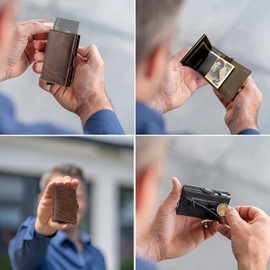 Grand Rover Men's Compact Mini Wallet, PU Leather, Prevents Bills from Breaking, Black