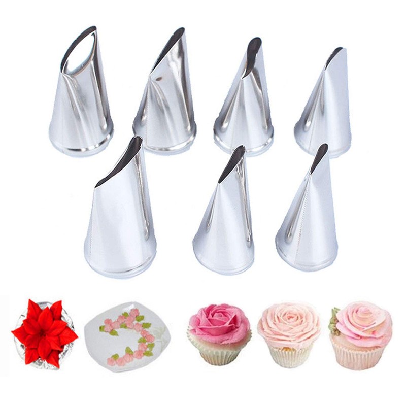 7 Pieces Large Piping Tips Set, 3Pieces Russian Grass Cream