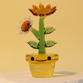 WIDEAL Sunflower Glass Decor Gift for Teachers, Bosses & Coworkers - Thank You for Helping Me Grow Appreciation Gift for Women (Grow)