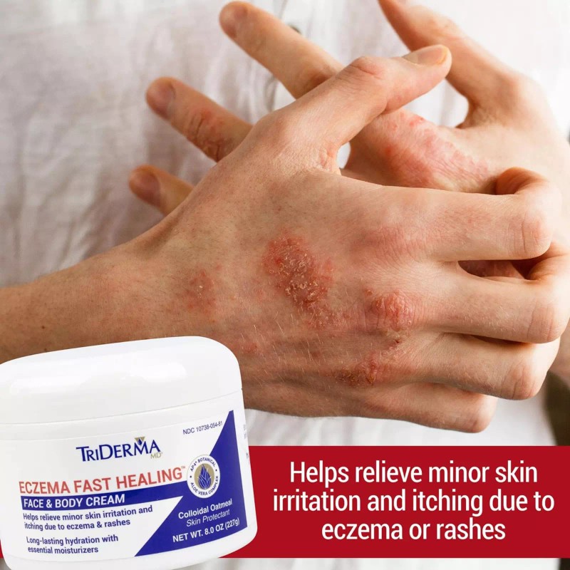 TriDerma Eczema Fast Healing Cream, Colloidal Oatmeal, No Cortisone/Ster