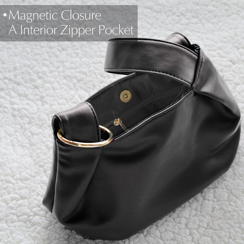 Women's Clutch Soft Vegan Leather Hobo Top Handle Bag Small