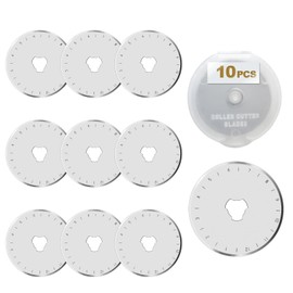 10 PCS 45mm Rotary Cutter Replacement Blades SXUSOTG Ultra-Sharp and Durable Steel Blades with Clear Scale Rotary Cutter Blades for Quilting Sewing Crafting and Fabric Leather Cutting (45mm-Silver)
