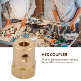 Akozon Couplers 4pcs Brass Extended Shaft Hex Coupling Coupler Motor Connector (Inner Diameter 6 mm)