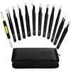 12-Piece Precision Tweezers Set for Electronics Repair – Anti-Static Stainless