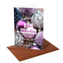 Merry Christmas baubles with wreath.