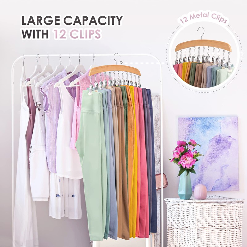 MEILIDY Leggings Hangers, Wooden Closet Hanging Leggings Storage Organizer Scarf