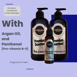 Payden's Cobalt Santa's Pipe For Men Scented Argan Oil Shampoo Conditioner and Hair Detangler Set, 16 Oz