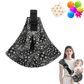 Baby Sling Carrier, Adjustable Baby Carrier, Adjustable Sling Easy Toddler Carrier Comfortable Baby Wrap Carrier Baby Carrier Wrap for Newborn Up to 3-36 Months (B&W Flower)