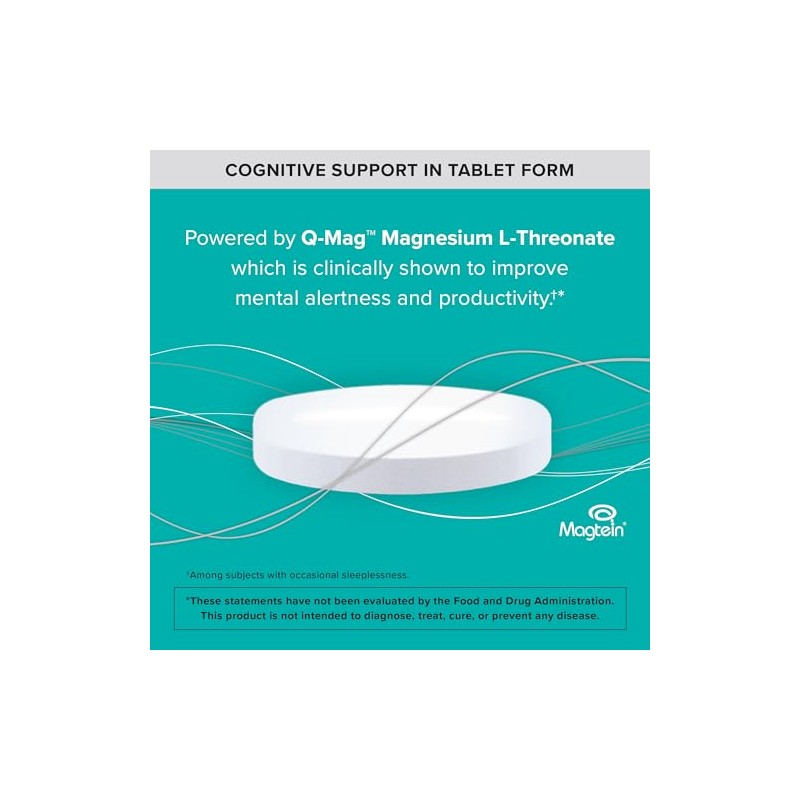 Qunol Q-Mag Magnesium L-Threonate Tablets, 2000mg of Magtein to Help