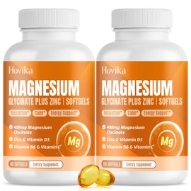 Magnesium Glycinate Supplement Softgels, Magnesium Glycinate 400mg with Zinc, Vitamin B6, C, D3, Pure Magnesium for Sleep, Calm, Muscle & Bone, Energy, Nervous Support - 120 Vegan Softgels