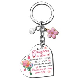 VIESUJI Daughter in Law Gifts from Mother in Law Mothers Day Wedding Birthday Gifts for Daughters Thank You for Loving My Son Mother and Daughters Gift To My Daughter Keychain