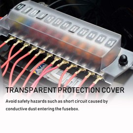 Greluma 1 x 12 Way Marine Blade Fuse Block with Negative Bus ATC/ATO, Waterproof Car Fuse Box, Standard Circuit Holder Plate for Boat, Vehicle, Motorhome, Car, Trailer, Truck, SUV