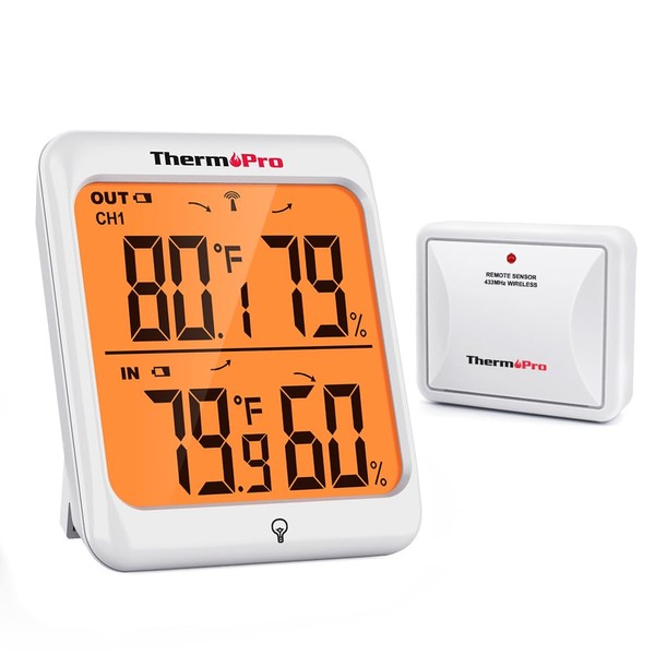 ThermoPro Indoor Outdoor Thermometer Wireless Hygrometer, 500FT Inside Outside Thermometer,