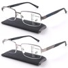 Missfive 2-Pack Men Premium Multifocus Reading Glasses Blue Light Blocking,