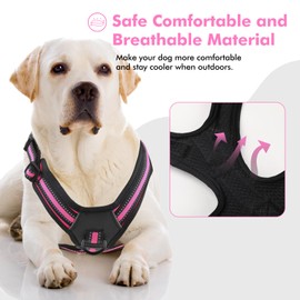 EPETKO No Pull Dog Harness, No Choke Front Clip Pet Harness Adjustable Soft Padded Dog Vest with Easy Control Handle and Reflective Strips Dog Harness for Medium Large Dogs
