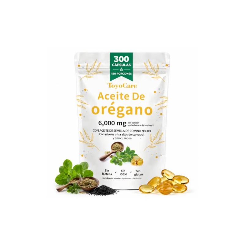 ToyoCare - Aceite de Orégano con Comino Negro, 300 Cápsulas