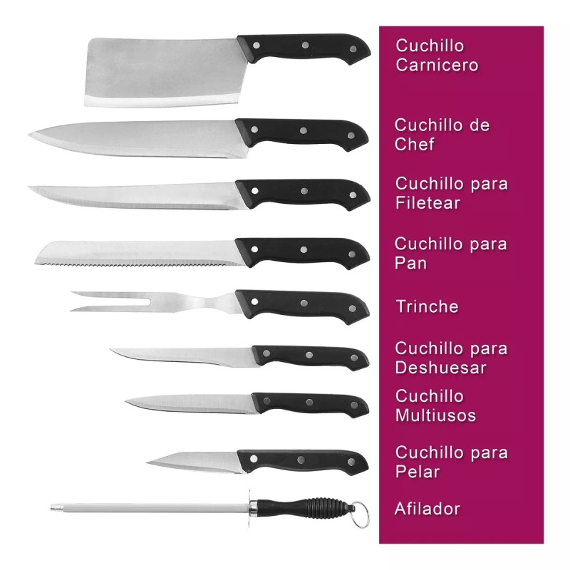 Euroline Juego De Cuchillos Acero Inoxidable Con Tabla Gratis- Jc1111
