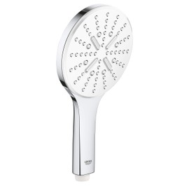 Grohe 26574LS0 Rainshower SmartActive 130 Hand Shower (Water-Saving, 3 Jet Types, 13 cm Hand Shower, Universal Mounting System), Round, Moon White