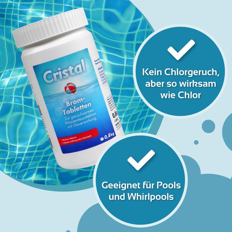 Cristal Bromine Tablets 20 g – 800 g Tin –