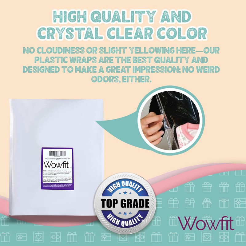 Wowfit Cello Clear Bags, 10 CT 30x40 inches - Durable