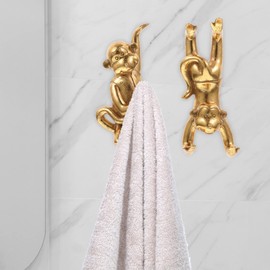 Zerodeko Animal Wall Hooks Single Wall Hook Coat Hook Hangers Monkey Shaped Hat Hooks Entryway Key Holder for Hat Towel Bag Rope Hanger