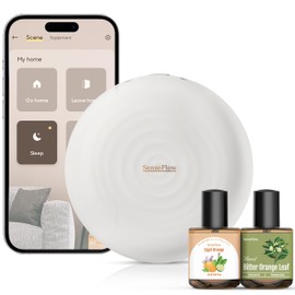 SenseFlow Smart Dual Fragrance Diffuser SF201S - Adjustable Natural Atomizer Essential Oil Kit with 120-Day Long-Lasting Aroma, LED Light, Ideal for Home - Capri Orange/Bitter Orange Leaf