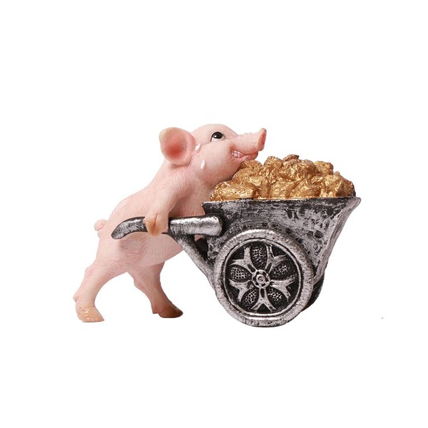 DIYOMR Funny Piggy Resin Art Ornaments Hard-Working Pig Figurines Craft