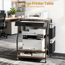 Housolution Large Printer Stand, 3 Tier 22 x 18 Inch Mobile Printer Table