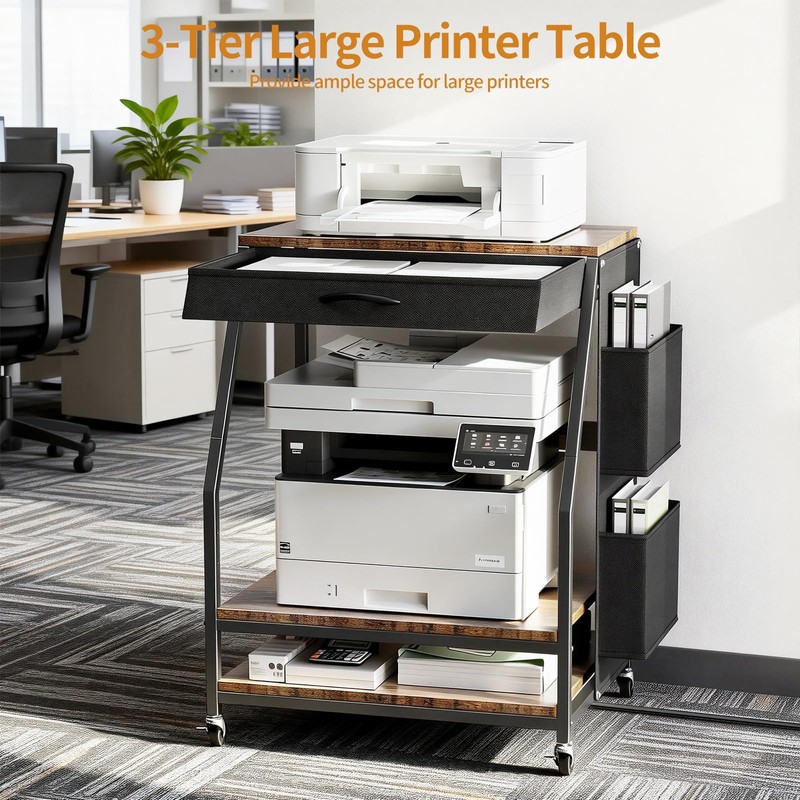 Housolution Large Printer Stand, 3 Tier 22 x 18 Inch