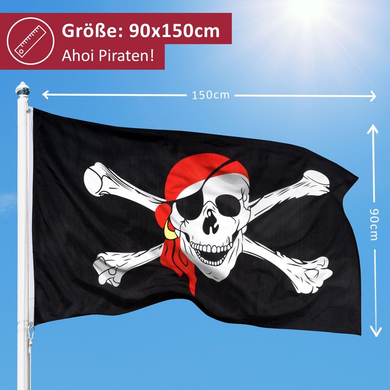 Aricona Pirate Flag, Flag with Skull Design with Brass Eyelets,