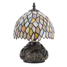HWDFEI Small Tiffany Mushroom Table Lamp,Mini Memory Sympathy Antique lamp 8X11 Inch (Seven Color Wisteria)
