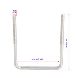 Aoje-Link Square U Bolt 3.35"(85mm) Inner Width M8 Thread 304 Stainless Steel Silver with Plates Nuts Flat Washers, 4Pcs