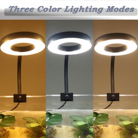 Upgraded Aquarium Light with Timer Clip On Fish Tank LED Light Small USB Light Dimmer Multi-Color White+Warm Yellow+Yellow 1 to 5 Gal (Adapter NOT Included)