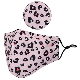 Washable Reusable 3 Layers Cotton Cloth - White - Leopard Print, One Size Fits Most