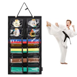 Belligern Karate Belt Display,Martial Arts Belt Displaytaekwondo Belt Display,Designed for Hanging,can Displaying Belts and Medals,Suitable for Martial Arts Enthusiasts and Learners (Black)