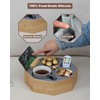 Hitseon Couch Cup Holder Tray, Octagonal Silicone Bamboo Sofa Cup