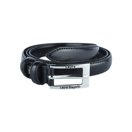 Biagiotti Women's Genuine Leather Thin Belt with Box, Black 2 cm