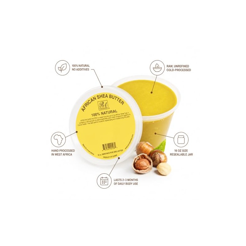 Ra Cosmetics African Shea Butter 100% Natural, 16 Oz