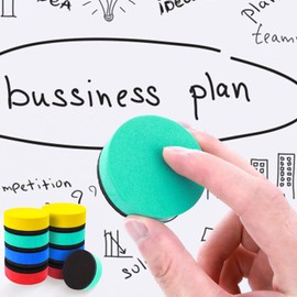 cobee 12-Piece Magnetic Whiteboard Eraser with Thick Felt Pad, Mini Dry Eraser Round Dry Erase Eraser for Cleaning Dry Erase Boards (4 Colours)