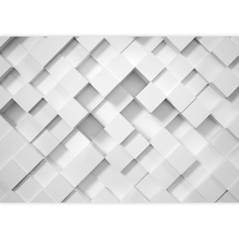 SIGNFORD Removable Wall Sticker/Wall Mural Geometric 3D White Puzzle Polygon Pattern Abstract Shapes Digital Art Minimalism Decorative Bohemian Relax/Calm for Living Room, Bedroom, Office - 66"x96"