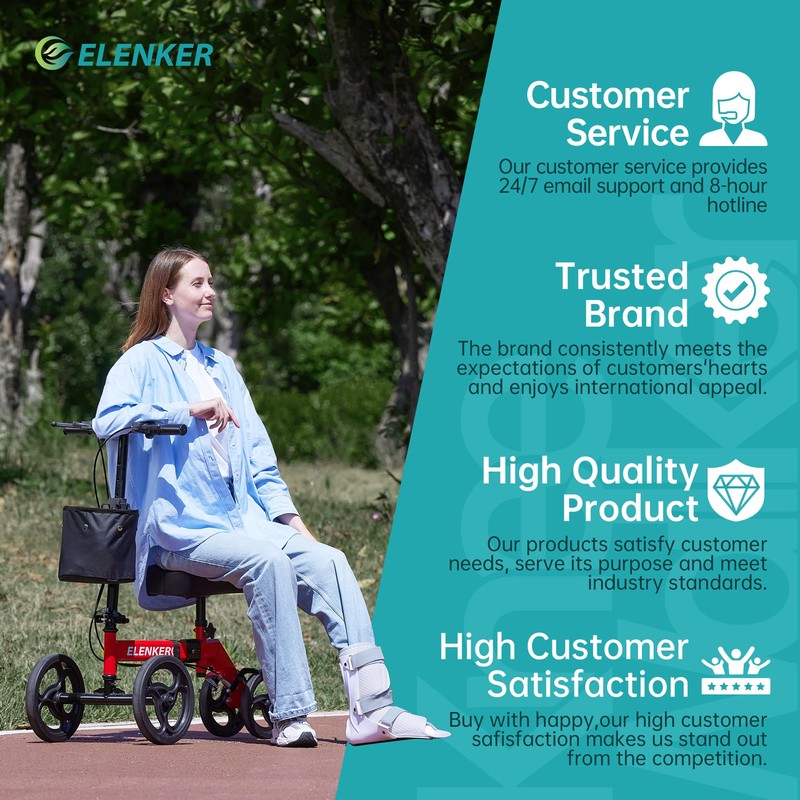 ELENKER Steerable Knee Walker Deluxe Medical Scooter for Foot Injuries