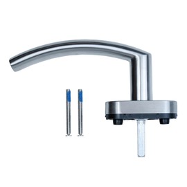 FELGNER Set of 2 Torino Window Handles, High-Quality Window Set Made of Stainless Steel, Ergonomically Shaped Window Fitting with Tilt Function, Window Safety, Oval Rosette Stainless Steel, Matte