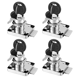 Paquete de 4 cerraduras de cajón de gabinete con llaves, cerradura de armario para muebles con llaves iguales, cerradura de cajón de cilindro de leva de 3/4" 20 mm con acabado cromado de