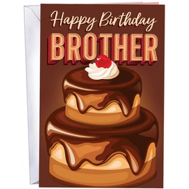Chuck's Card-O-Rama Brother Birthday Card - Made in America - Envelope Included - 5" x 7.75" - Packaged in Extra Sturdy Mailer - 95668 Happy Birthday Brother