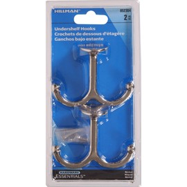 Hillman Hardware Essentials 852304 Under Shelf Coat Hook Nickel -2 Pack