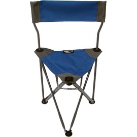 Travel Chair Ultimate Slacker, Quick Folding Tripod Stool with Backrest, Fishing Camping Hiking Chair with Carry Strap, Polyester, Blue