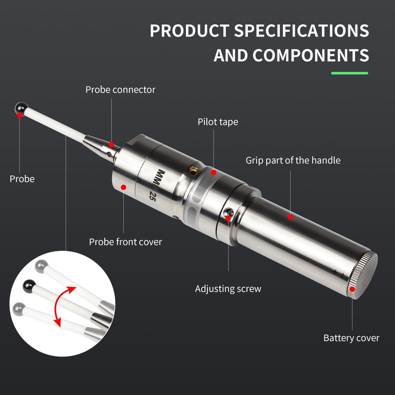 CNCTOPBAOS MMP25 3D Light Edge Finder with Ceramic Probe,to Find